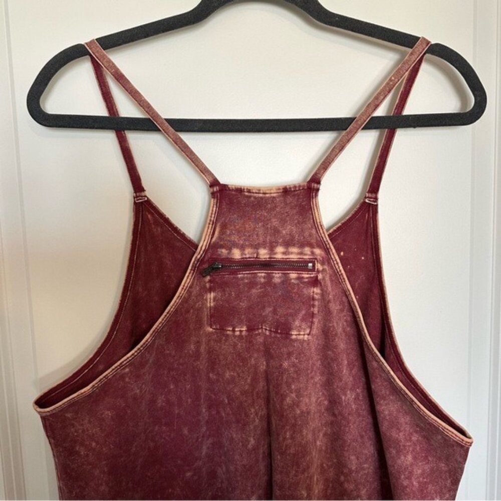 NEW ZENANA Burgundy Acid Wash Onesie Jumpsuit - Picture 5 of 8